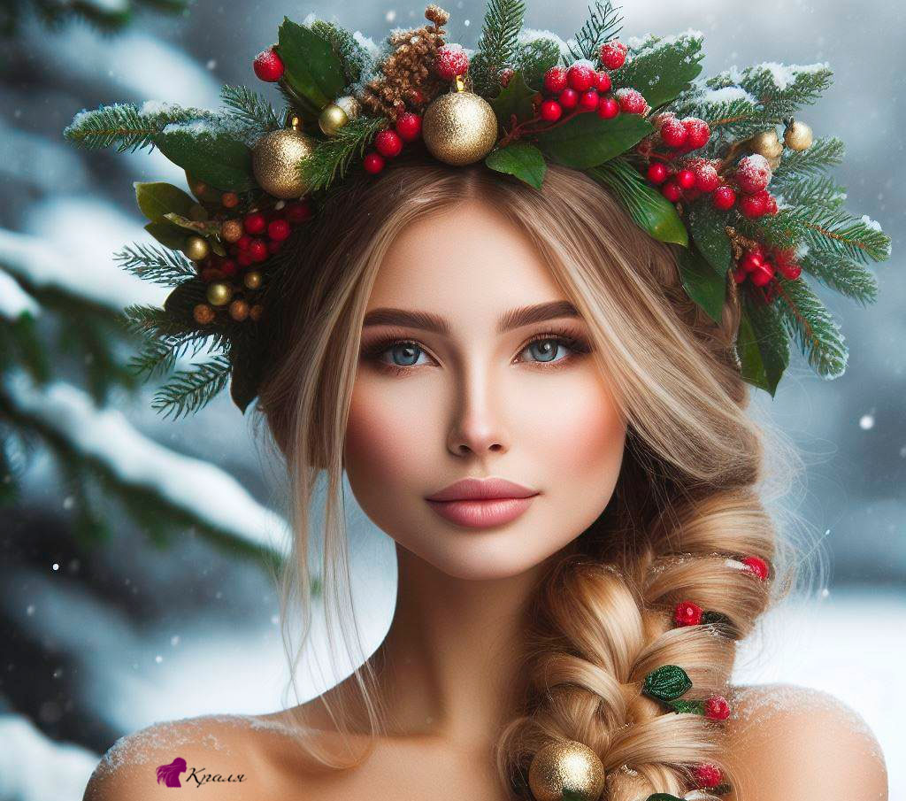 Новогодняя-прическа-коса-корона
